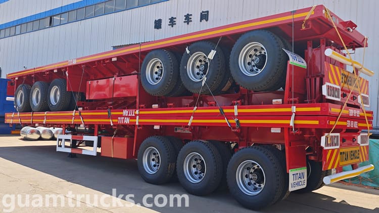 Tri Axle 60 Ton Flatbed Semi Trailer for Sale in Guam