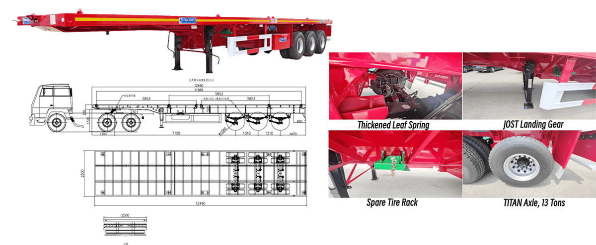 Flat Bed Semi Trailer  Flat Bed Trailer for Sale in Guam 