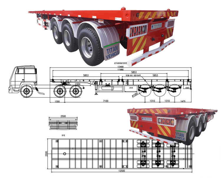 Tri Axle 40 Ft Flatbed Trailer for Sale in Guam