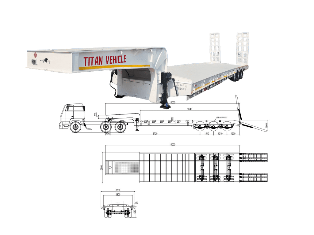 3 Axle 80 Tons Lowbed Trailer for Sale in Guam