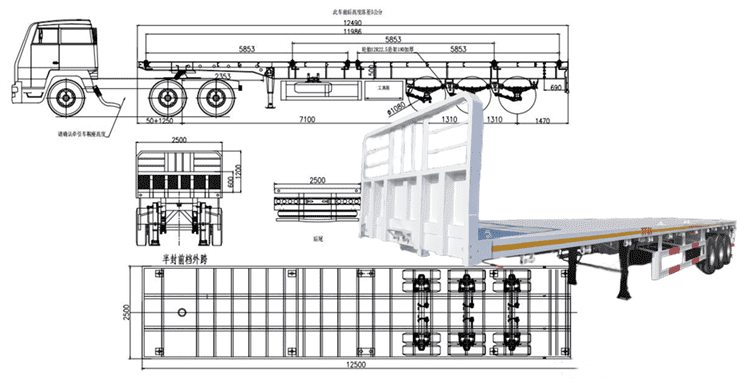 3 Axle Flatbed Truck Trailer for Sale-Flat Bed Trailer for Sale in Guam