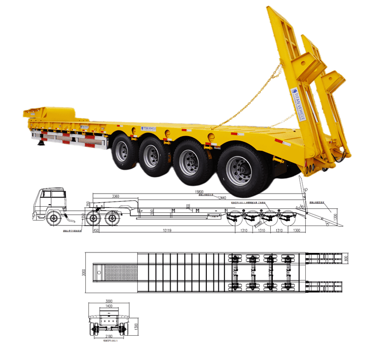 4 Axle Hydraulic Low Low Bed Trailer for Sale in Guam