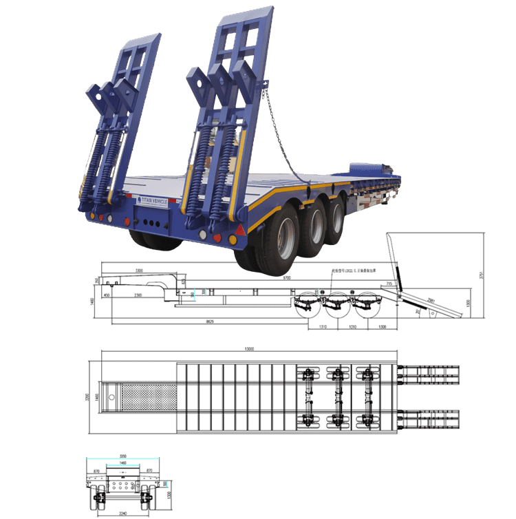 Tri Axle 60 Tons Low Loader Truck for Sale in Guam Agana