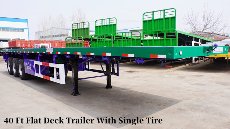 Triple/Tri Axle Trailer With Single Tire- 40 Ft Flat Deck Trailer for Sale in Guam Apra