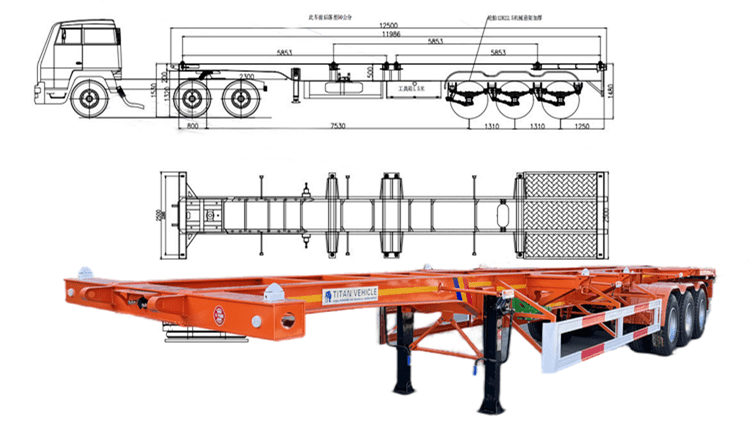Tri Axle Chassis Trailer- 40 Ft/Foot Chassis for Sale in Guam