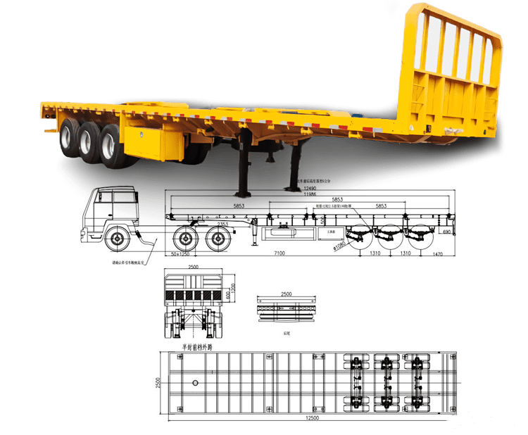 Three Axle 40 Feet Flatbed Trailer
