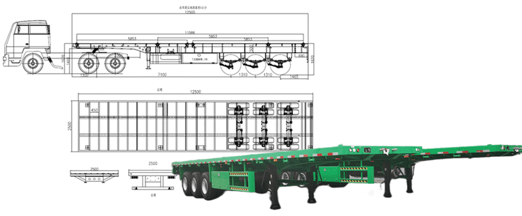 CIMC Tri Axle 40 Feet Flatbed Semi Trailer Price in Guam Apra
