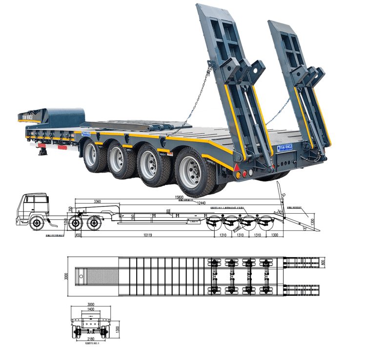 100 Tons Low Bed Trailer for Sale in Guam