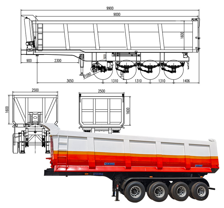 4 Axle 40 Cubic End Dump Trailer for Sale in Guam Apra