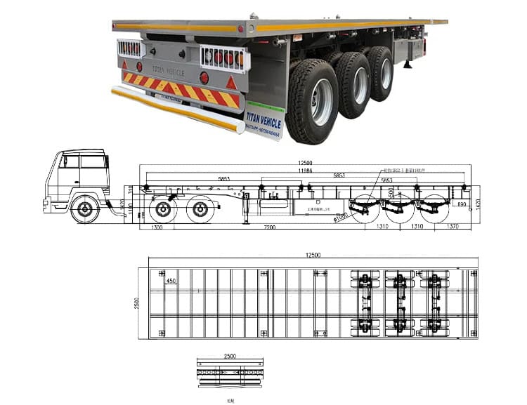 Tri Axle 40 Feet Flatbed Trailer in Guam Apra