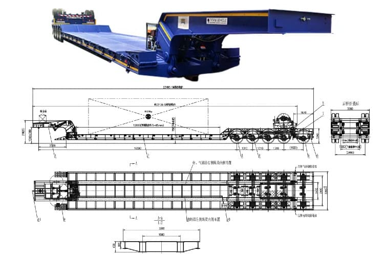 5 Axle 100 Ton Hydraulic Detachable Lowboy Trailer for Sale in Guam