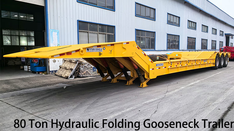 Tri Axle 80 Ton Hydraulic Folding Gooseneck Trailer for Sale in Guam