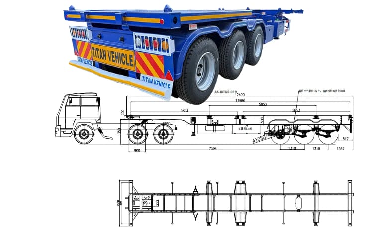 3 Axle 40 Ft Skeleton Semi Trailer for Sale in Guam