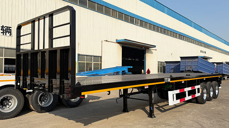 3 Axle Flatbed Truck Trailer with Front Board for Sale in Guam