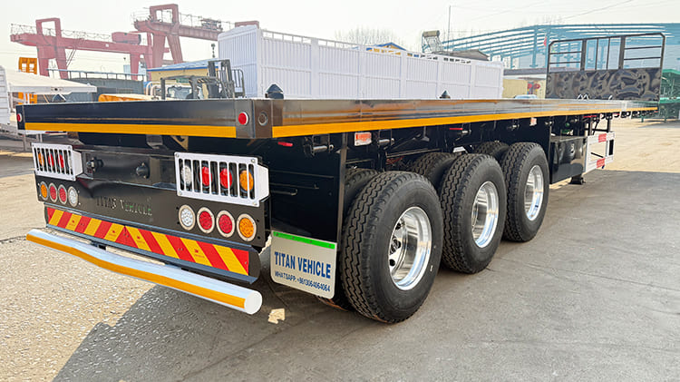 3 Axle Flatbed Truck Trailer with Front Board for Sale in Guam