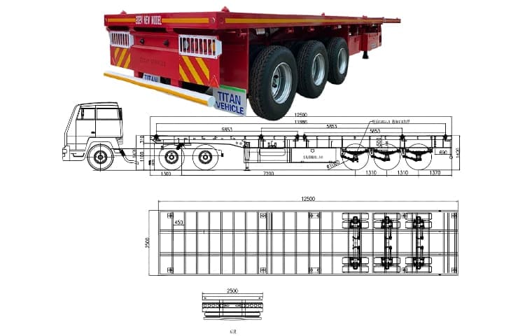 3 Axle 40 Foot Flat Bed Semi Trailer for Sale in Guam