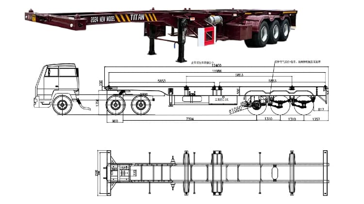 3 Axle Container Skeletal Trailer for Sale in Guam