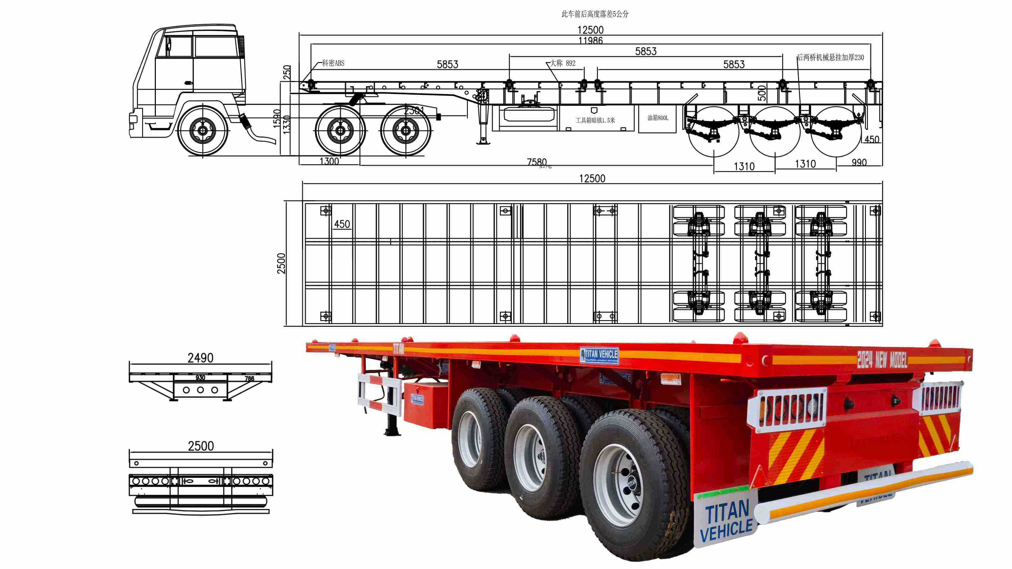 3 Axle 40 Foot FlatBed Trailer for Sale Near Me in Guam 